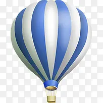 蓝色卡通条纹热气球装饰手绘