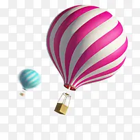 粉蓝色条纹清新热气球