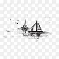 中国画帆船