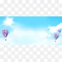 彩色气球热气球海报背景
