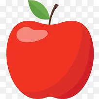 矢量带叶红色苹果水果素材