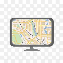 矢量电脑显示器地图