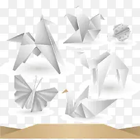 白色纸鹤折纸矢量图