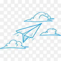 卡通系列折纸飞机飘向云里