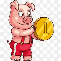 矢量小猪与金币