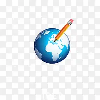 矢量创意地球铅笔