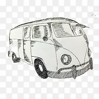 铅笔手绘房车图案