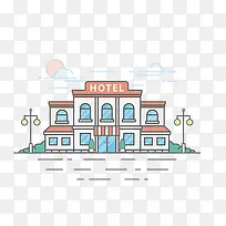 红色屋顶的酒店建筑