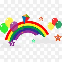 卡通彩虹气球节日装饰背景矢量