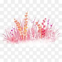 黄粉色手绘草丛装饰