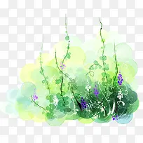 绿色水彩植物草丛