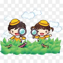 儿童草丛卡通海报促销素材