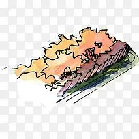 绘画草丛园林素材