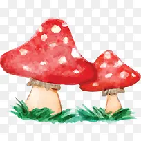 手绘风秋天红色蘑菇
