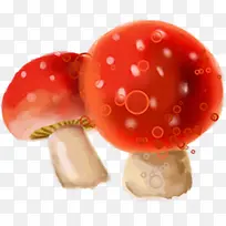 手绘红色可爱蘑菇装饰
