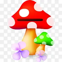红色蘑菇卡通蘑菇设计