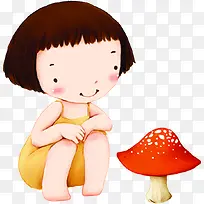 卡通女孩蘑菇日系