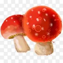 可爱手绘红色小蘑菇