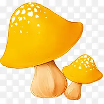 手绘黄色水彩蘑菇