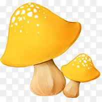 春天手绘漫画黄色蘑菇