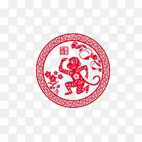 剪纸猴子