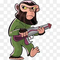 卡通猴子拿着枪