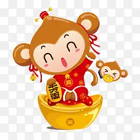卡通红色猴子