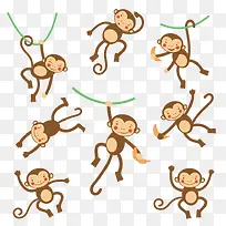 扁平化卡通小猴子