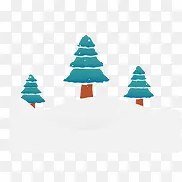 卡通雪地圣诞树