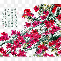中国风彩画木棉花