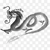 中国风水墨龙纹书法