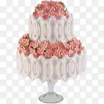 白色生日蛋糕粉红花朵