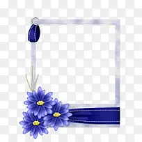 蓝色花朵白色边框
