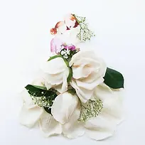 手绘白色花朵婚礼插画