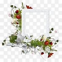 白色边框红色花朵装饰