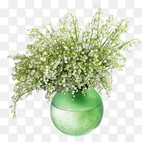 白色花朵绿色瓶子