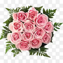 粉色玫瑰花绿叶花束
