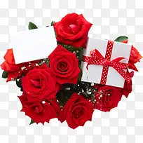 设计海报植物玫瑰花红色礼盒