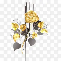 金色玫瑰花装饰矢量图