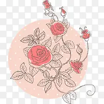 手绘简约玫瑰花图案