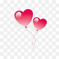 卡通粉色情人节心形气球