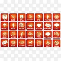 矢量红色图标合集