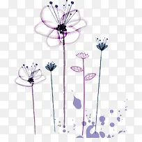 手绘紫色简约花朵图案