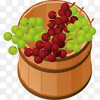 矢量木桶里的葡萄