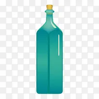 蓝色透明酒瓶手绘创意