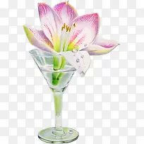 酒杯水彩酒杯花朵
