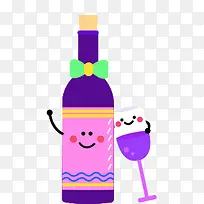 卡通酒杯 卡通酒瓶png素材