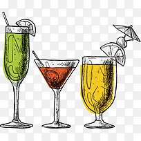 矢量涂鸦风格鸡尾酒