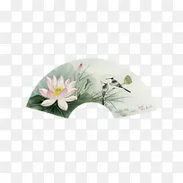 手绘荷花折扇