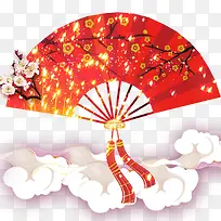 中国风红色折扇图片